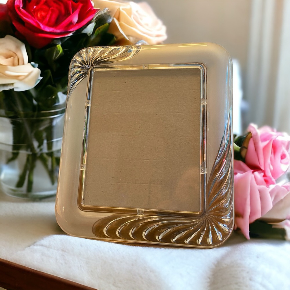 VTG Mikasa Mystique Crystal Picture Frame Art Deco Frosted Clear Swirl 8x10